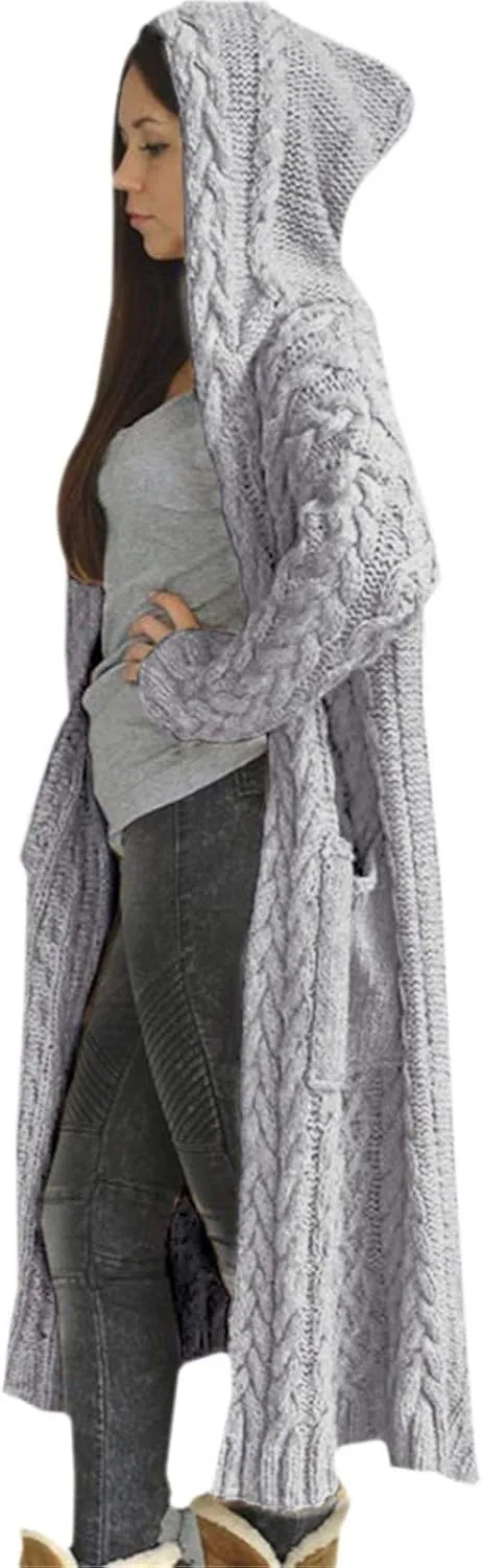 Trench Coat for Women Knitted Front Fashion Loose Elegant Warm Sweater Pocket Single Breasted Long Sleeve Women's