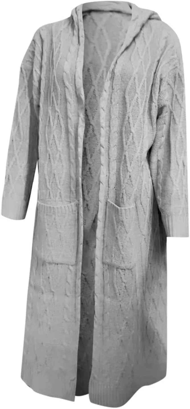 Trench Coat for Women Knitted Front Fashion Loose Elegant Warm Sweater Pocket Single Breasted Long Sleeve Women's