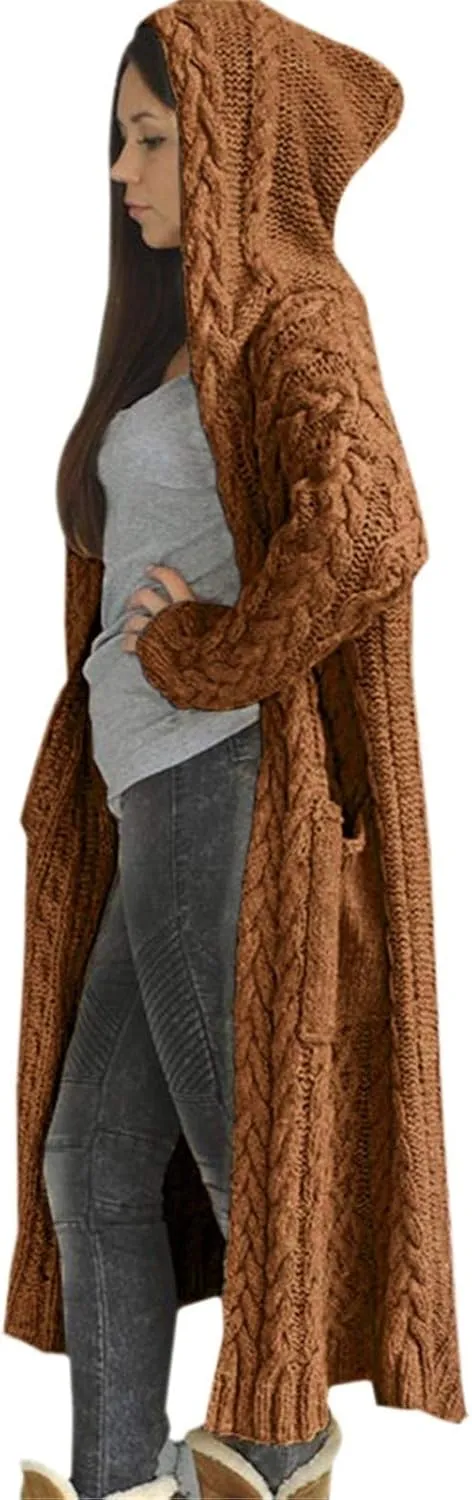 Trench Coat for Women Knitted Front Fashion Loose Elegant Warm Sweater Pocket Single Breasted Long Sleeve Women's