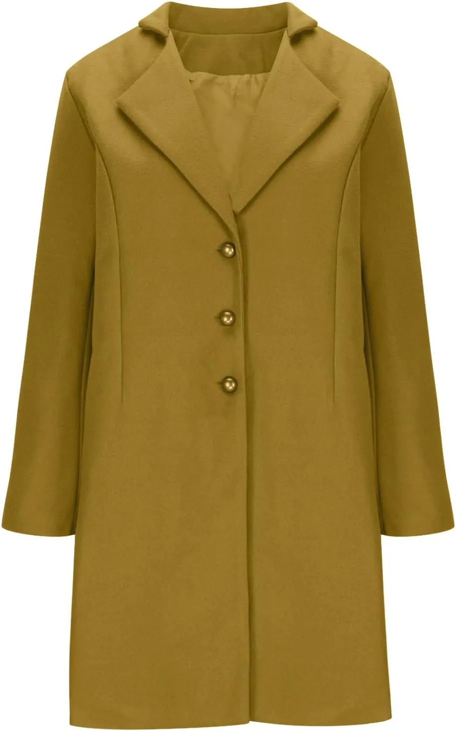 Trench Coat Women Fall Winter Notched Lapel Blazers Plus Size Soild Wool Blend Overcoats Single-Breasted Pea Coat