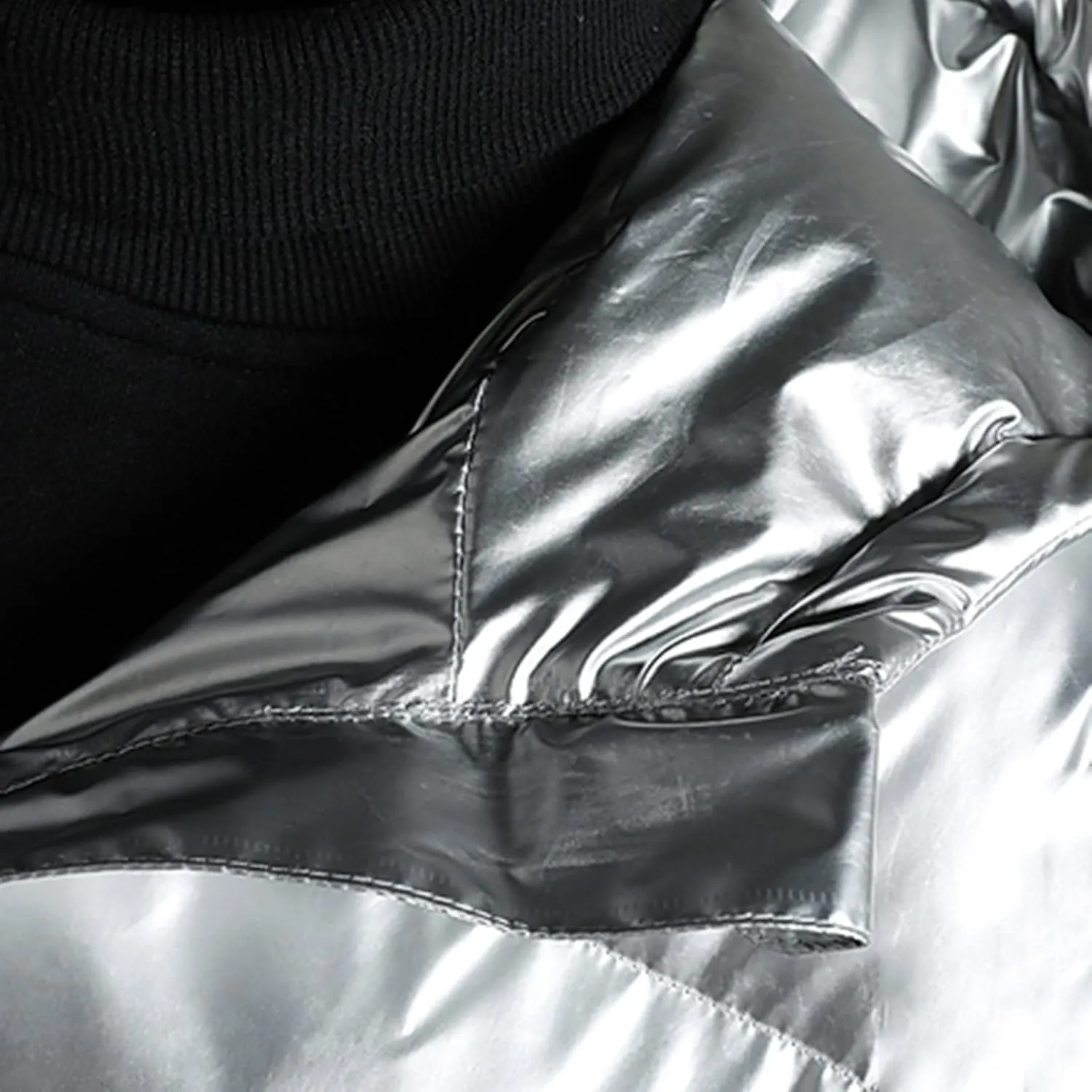tuduoms Baggy Men's Winter Coats Full Zip Metallic Shiny Puffer Jacket Lightweight Hooded Parka Snow Ski Short Down Coat