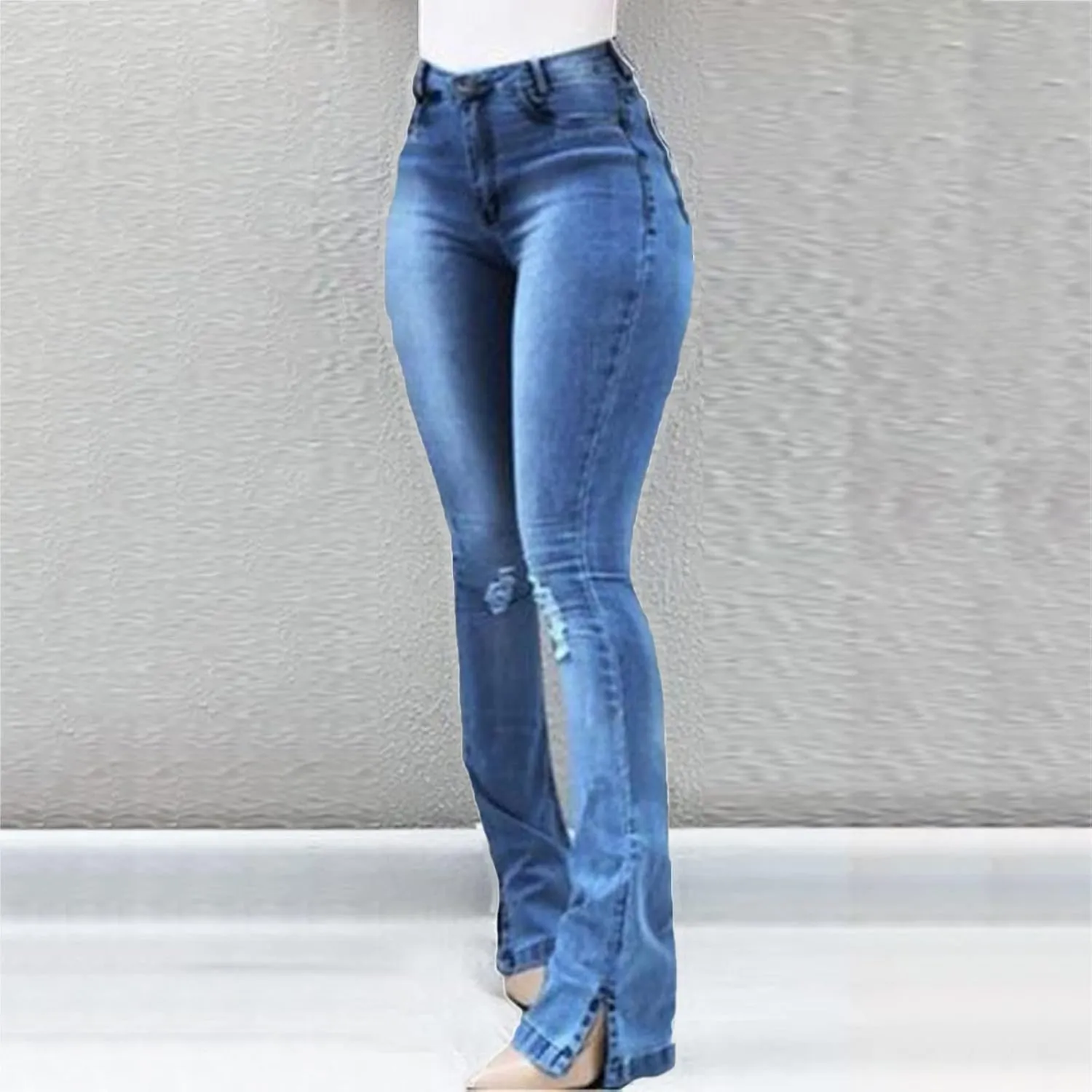 tuduoms Womens Ripped Flare Jeans High Waisted Distressed Slim Butt Lifting Skinny Stretch Jeans Boot Cut Denim Pants