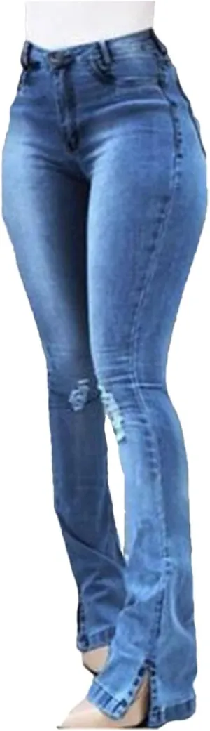 tuduoms Womens Ripped Flare Jeans High Waisted Distressed Slim Butt Lifting Skinny Stretch Jeans Boot Cut Denim Pants