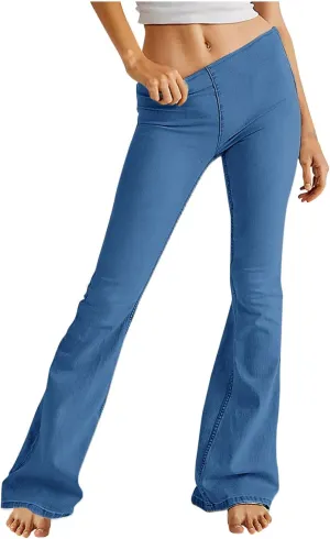 Uillui Women's Flared Skinny Jeans-Bootleg Yoga Jeggings Stretch Tummy Control High Waisted Casual Denim Bell Bottom Jeans