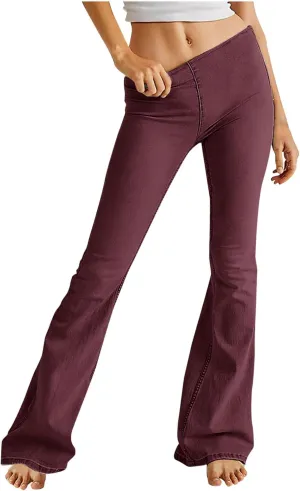Uillui Women's Flared Skinny Jeans-Bootleg Yoga Jeggings Stretch Tummy Control High Waisted Casual Denim Bell Bottom Jeans