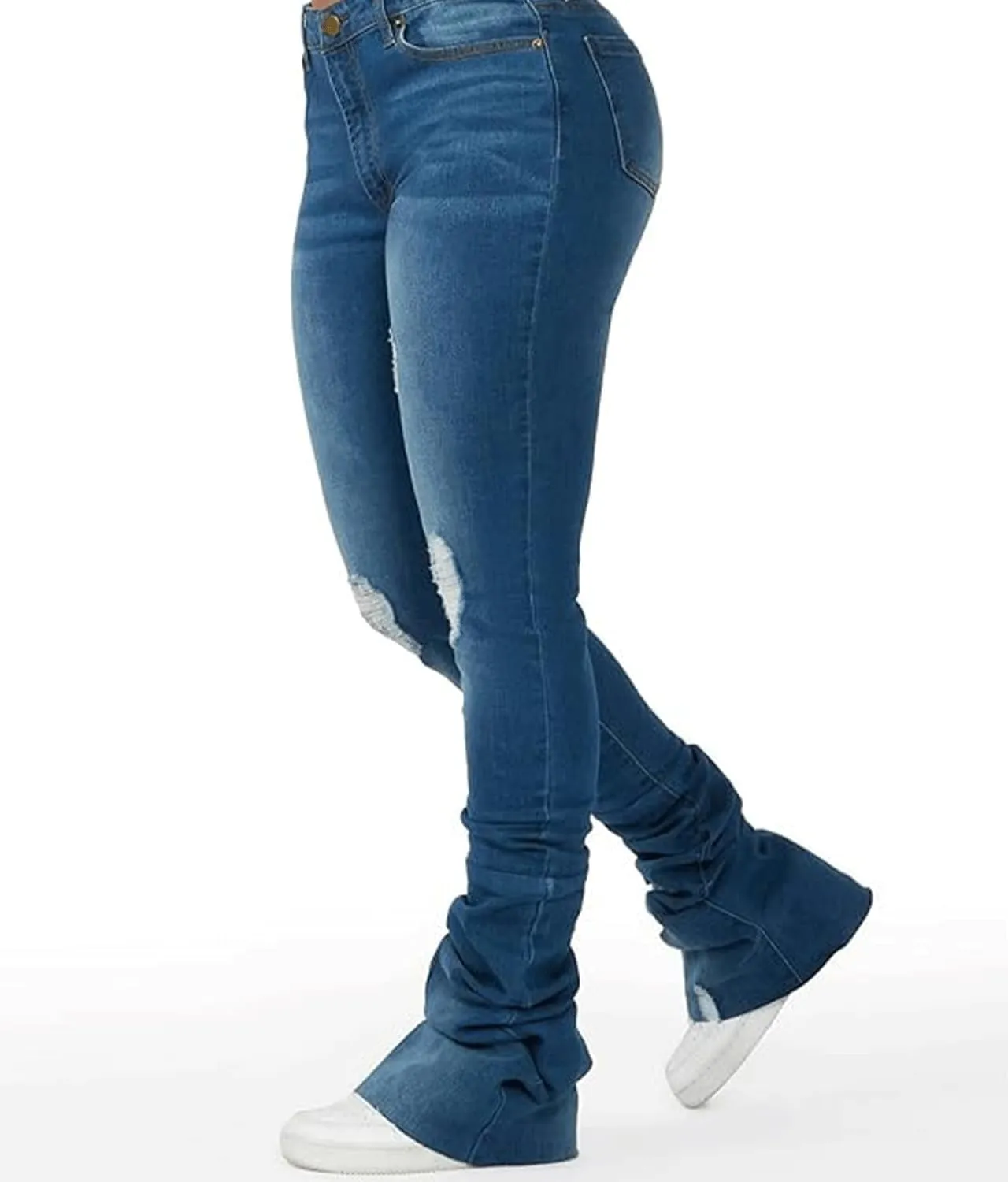 Viatabuna Women's Stacked Flared Jeans High Waisted Slim Fit Stretchy Skinny Bell Bottom Jeans Casual Trendy Denim Pants