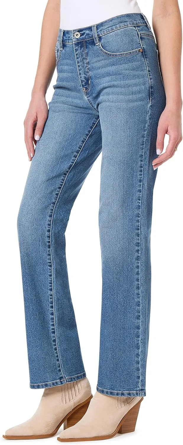 WallFlower Women's Fearless Curvy 70s Bootcut Denim Super High-Rise Insta Vintage Juniors Jeans