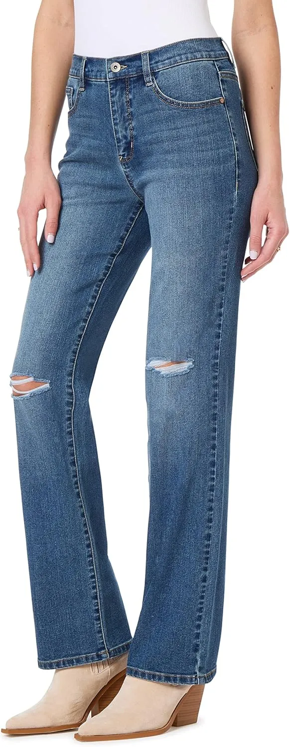WallFlower Women's Fearless Curvy 70s Bootcut Denim Super High-Rise Insta Vintage Juniors Jeans
