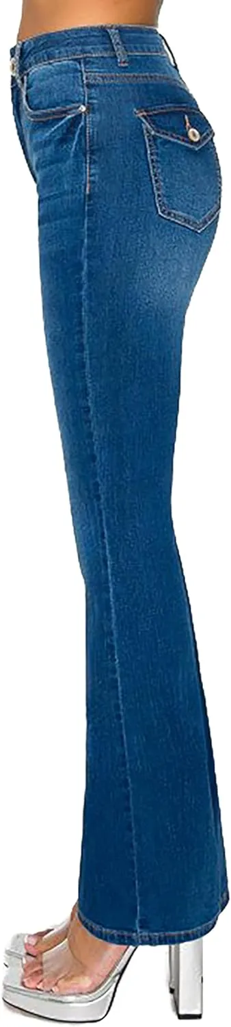 WAX JEAN Women's High Waisted Flap Back Pocket Bootcut Jeans