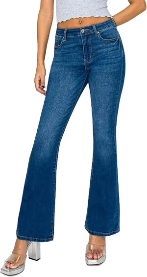WAX JEAN Women's High Waisted Flap Back Pocket Bootcut Jeans