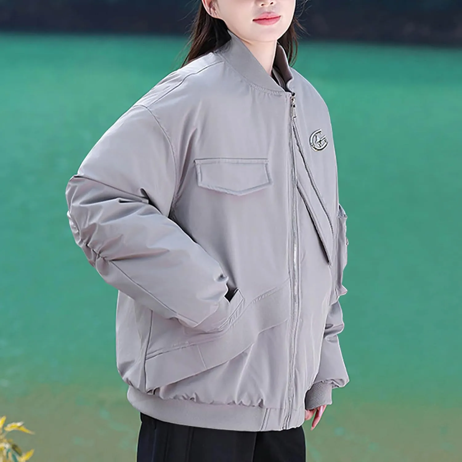 Winter Coat for Women 2024 Long Sleeve Zip Puffer Jacket Pockets Baggy Short Down Coats Outdoor Hiking Down Jackat