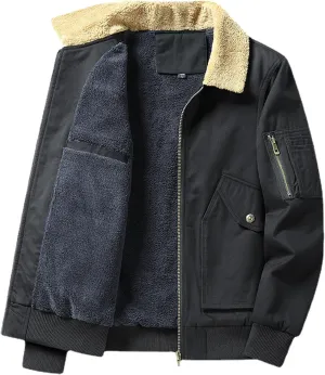 Winter Jacket Men's Relaxed Fit Lightweight Jackets Cargo Jackets Fleece Lined Hooded Casual Velvet Sports Warm Jacket