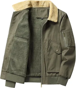 Winter Jacket Men's Relaxed Fit Lightweight Jackets Cargo Jackets Fleece Lined Hooded Casual Velvet Sports Warm Jacket