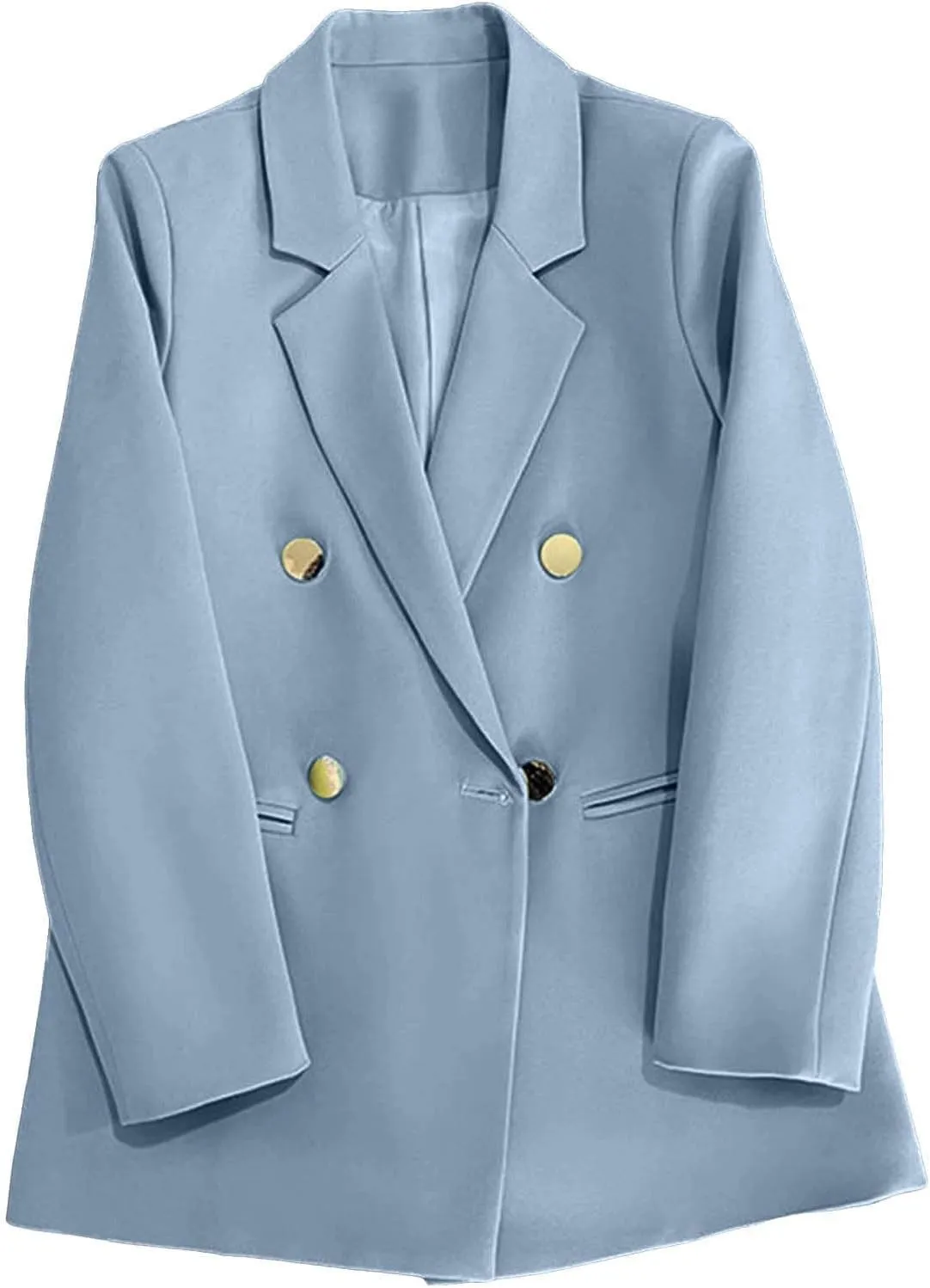 Women Business Casual Blazer Jacket Open Front Long Sleeve Button Jackets Notched Lapel Work Office Suit Jackets