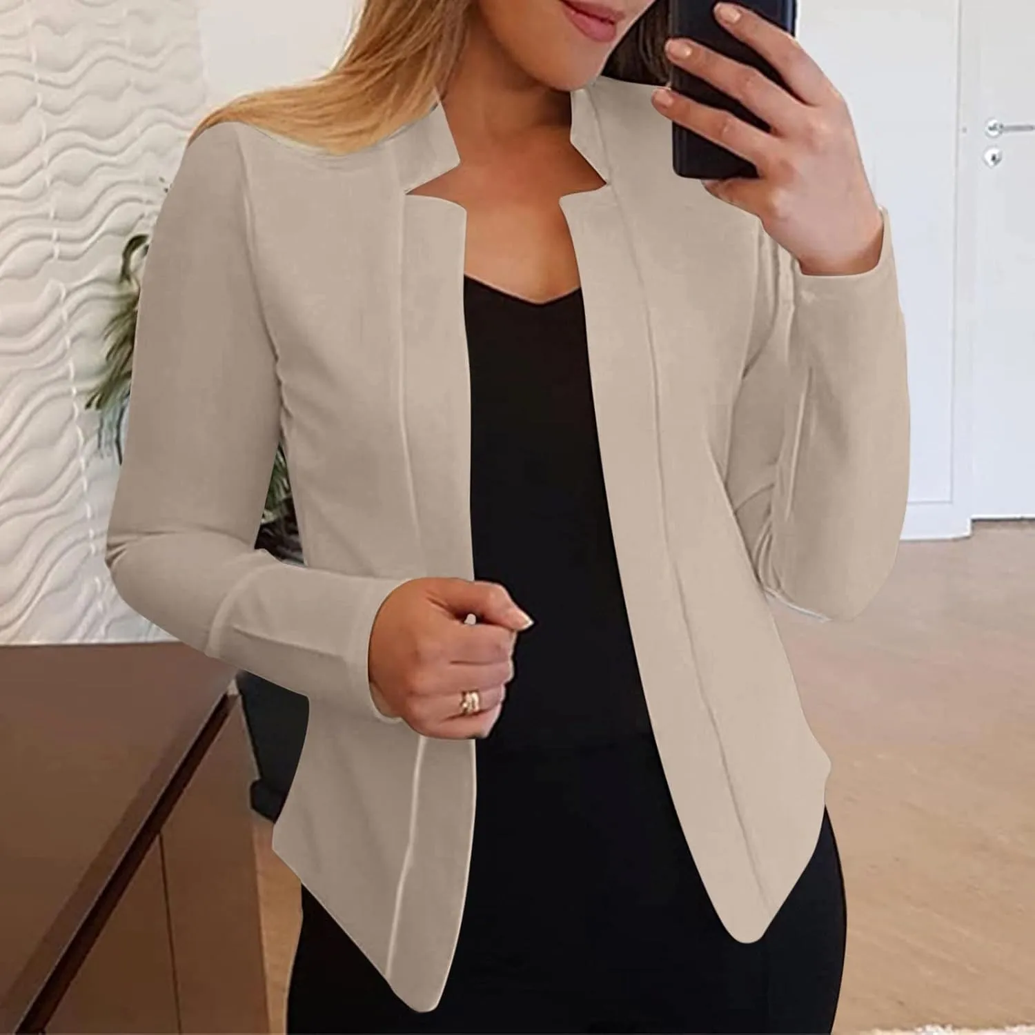 Women Bussiness Blazers Casual Open Front Long Sleeve Work Office Blazer Jacket Button Lapel Blazer 2024