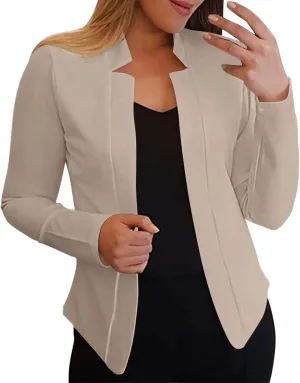 Women Bussiness Blazers Casual Open Front Long Sleeve Work Office Blazer Jacket Button Lapel Blazer 2024