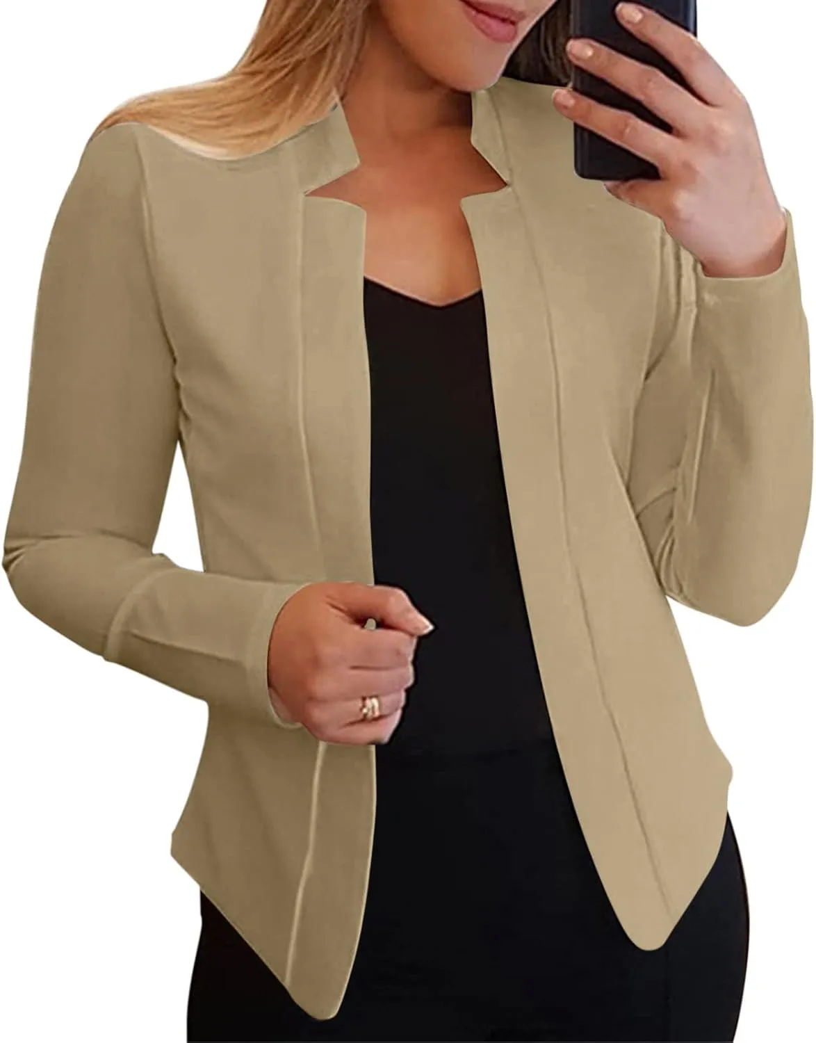 Women Bussiness Blazers Casual Open Front Long Sleeve Work Office Blazer Jacket Button Lapel Blazer 2024