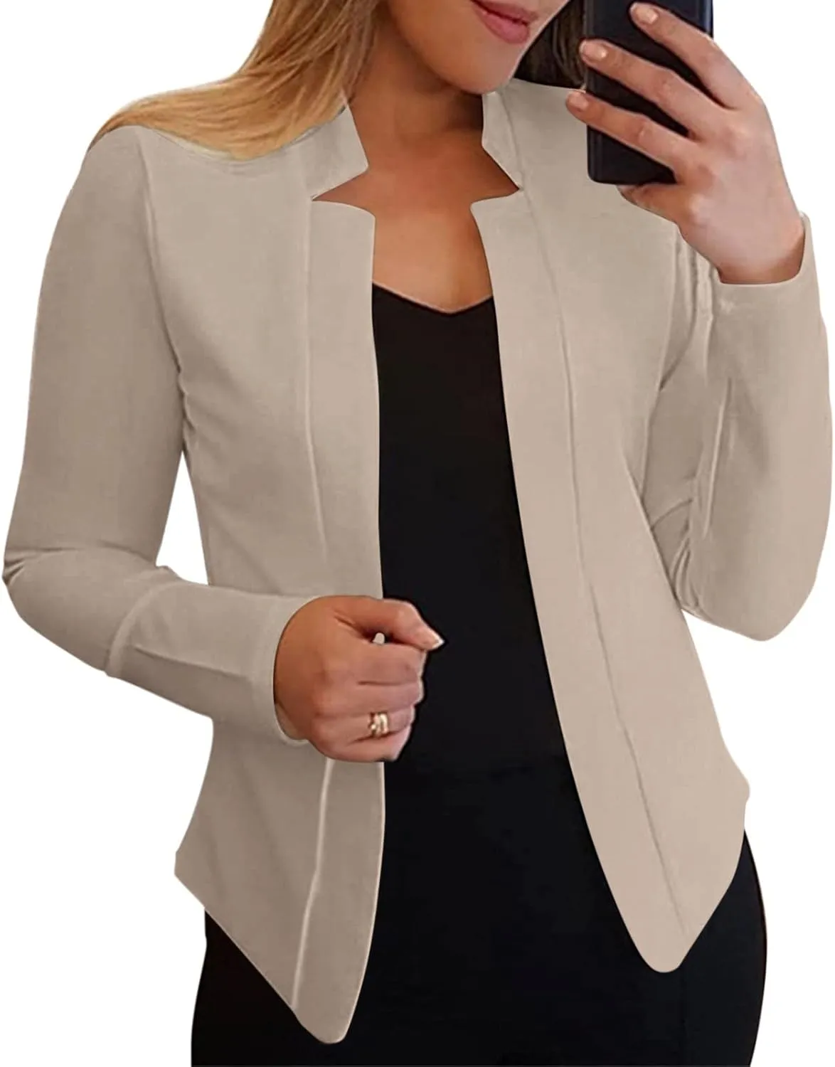 Women Bussiness Blazers Casual Open Front Long Sleeve Work Office Blazer Jacket Button Lapel Blazer 2024
