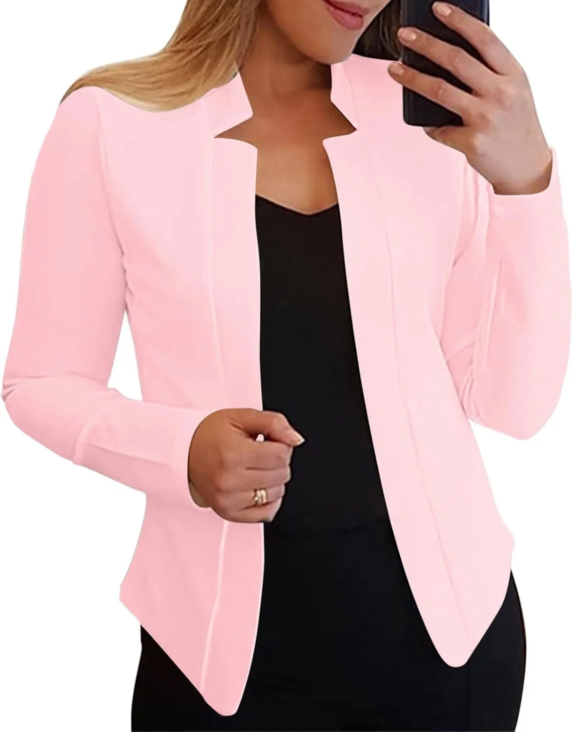 Women Bussiness Blazers Casual Open Front Long Sleeve Work Office Blazer Jacket Button Lapel Blazer 2024