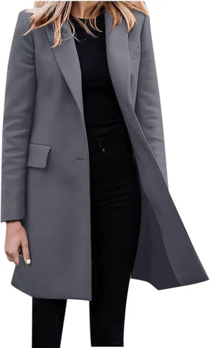 Women Coats,Elegant Notched Collar Double Breasted Wool Blend Over Coat Double-Breasted Lapel Jacket Outwear