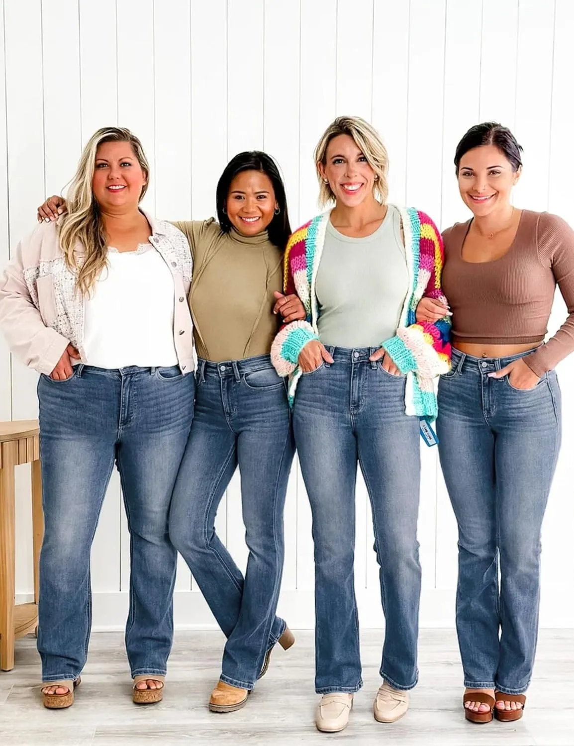 Women Flare Jeans Tummy Control High Waisted Bootcut Bell Bottom Jeans Denim Pants 90s