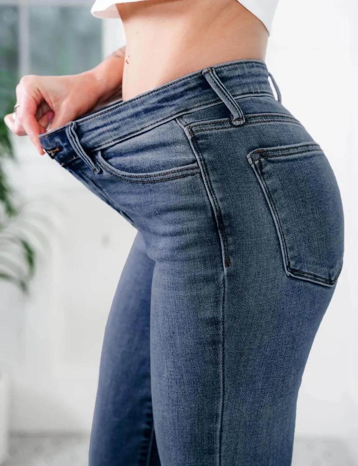 Women Flare Jeans Tummy Control High Waisted Bootcut Bell Bottom Jeans Denim Pants 90s