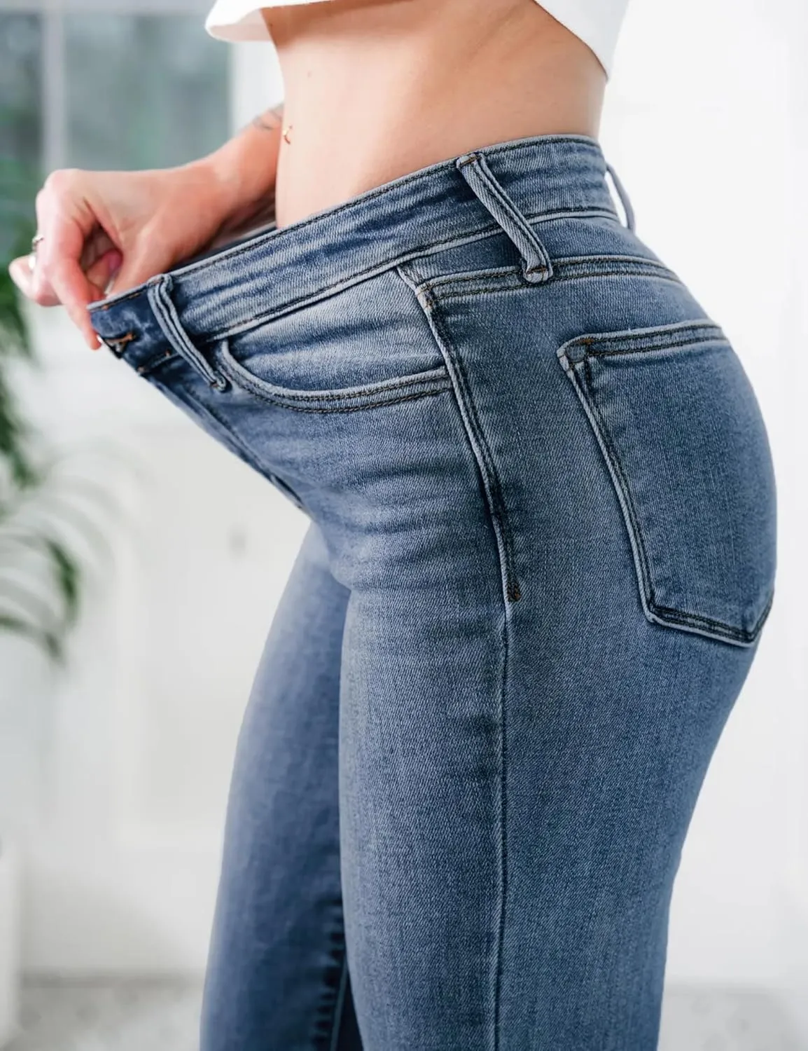 Women Flare Jeans Tummy Control High Waisted Bootcut Bell Bottom Jeans Denim Pants 90s