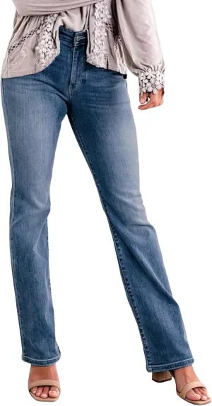 Women Flare Jeans Tummy Control High Waisted Bootcut Bell Bottom Jeans Denim Pants 90s