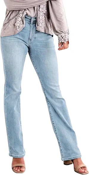 Women Flare Jeans Tummy Control High Waisted Bootcut Bell Bottom Jeans Denim Pants 90s