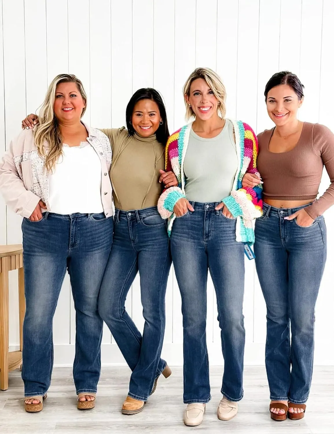 Women Flare Jeans Tummy Control High Waisted Bootcut Bell Bottom Jeans Denim Pants 90s