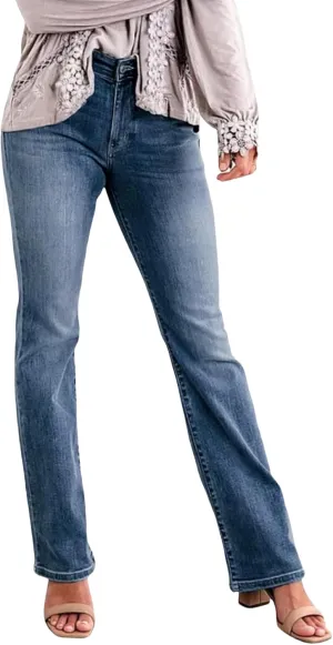 Women Flare Jeans Tummy Control High Waisted Bootcut Bell Bottom Jeans Denim Pants 90s