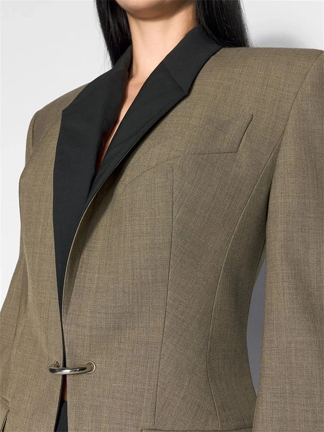 Women Hit Color Slimming Temperament Lapel Long Sleeve Tunic Blazers