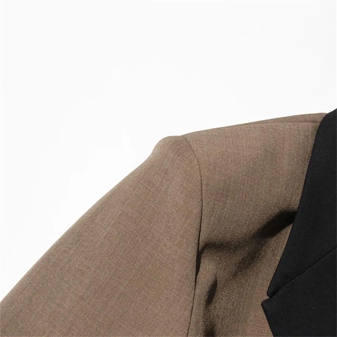 Women Hit Color Slimming Temperament Lapel Long Sleeve Tunic Blazers