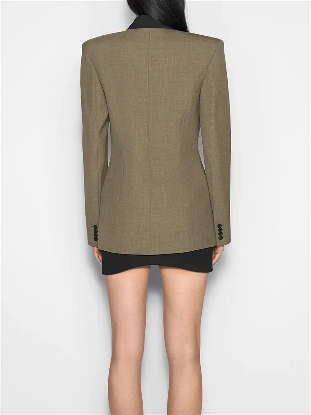 Women Hit Color Slimming Temperament Lapel Long Sleeve Tunic Blazers