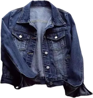 Women Long Sleeve Denim Jackets Coat Women Button Down Denim Jackets Light Wash Jean Jacket Trucker Coat
