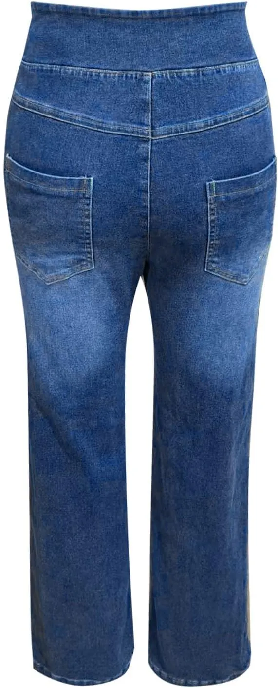 Women Sweatpant Jeans,Sweatpants That Look Like Jeans,High Waisted Stretchy Pull On Wide Leg Denim Pants with Pockets