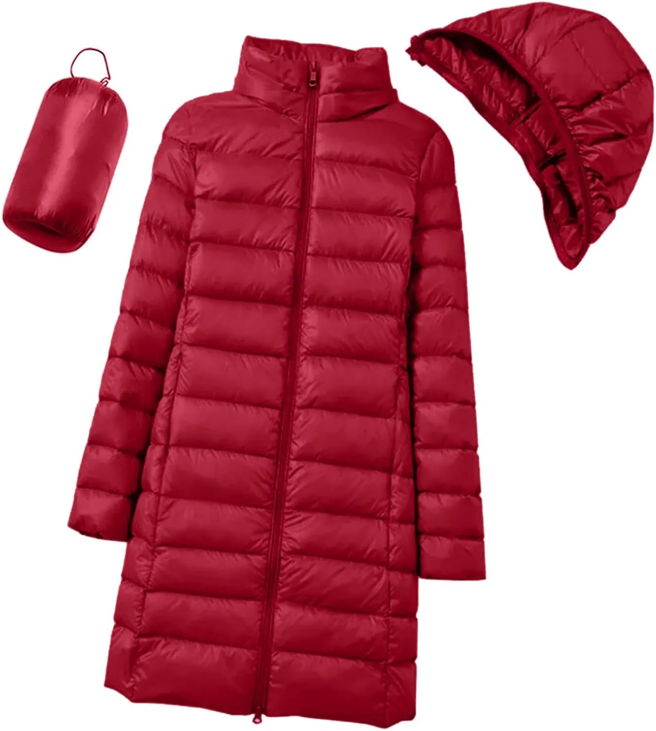Womens 2024 Classic Plus Size Waterproof Puffer Coat Long Sleeve Hoodless Zipper Outwear Comfort Warm Soft Down Coat