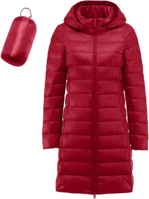 Womens 2024 Classic Plus Size Waterproof Puffer Coat Long Sleeve Hoodless Zipper Outwear Comfort Warm Soft Down Coat