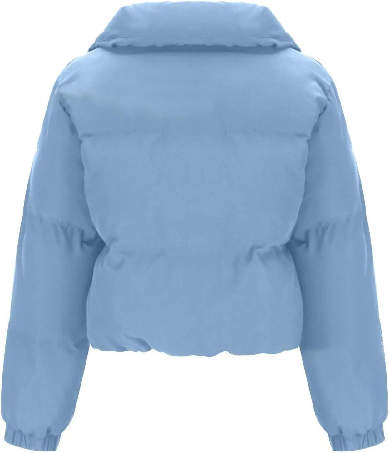 Women's 2024 Winter Long Sleeve Zip Cropped Puffer Jacket Parkas Pockets Baggy Short Down Coats Warm Quilted Jacket