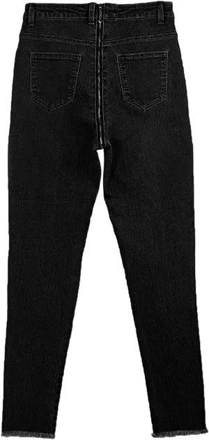 Womens Back Zipper Jeans Trendy Slim Fit Petite Sexy High Waisted Skinny Jeans Stretch Denim Pants with Pockets 2025
