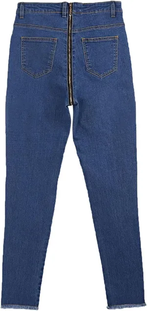 Womens Back Zipper Jeans Trendy Slim Fit Petite Sexy High Waisted Skinny Jeans Stretch Denim Pants with Pockets 2025