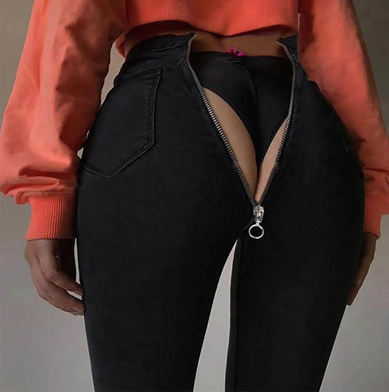Womens Back Zipper Jeans Trendy Slim Fit Petite Sexy High Waisted Skinny Jeans Stretch Denim Pants with Pockets 2025