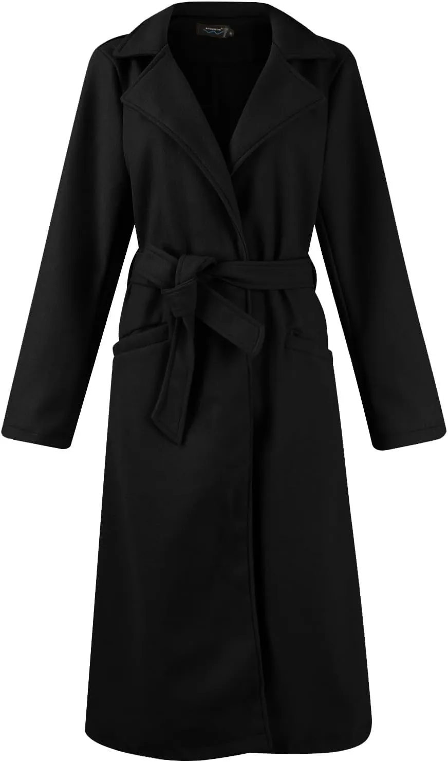 Women's Big Notch Lapel Single Breasted Mid-Long Wool Blend Coat Double Breasted Trench Coat Fall Winter Clothes