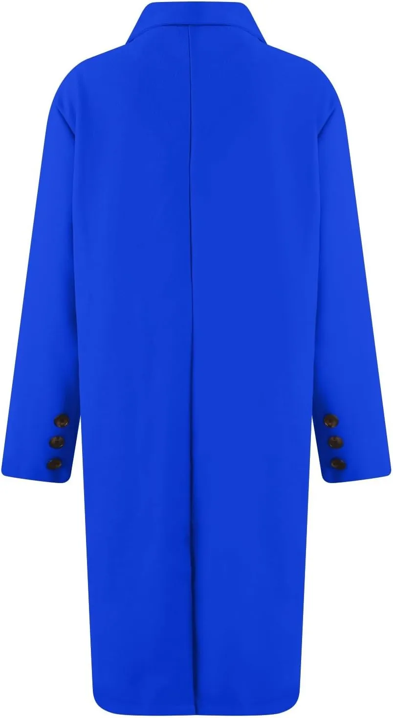 Women's Big Notch Lapel Single Breasted Mid-Long Wool Blend Coat Double Breasted Trench Coat Fall Winter Clothes