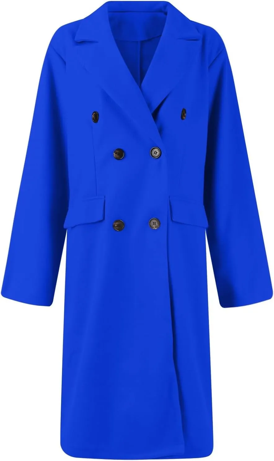 Women's Big Notch Lapel Single Breasted Mid-Long Wool Blend Coat Double Breasted Trench Coat Fall Winter Clothes