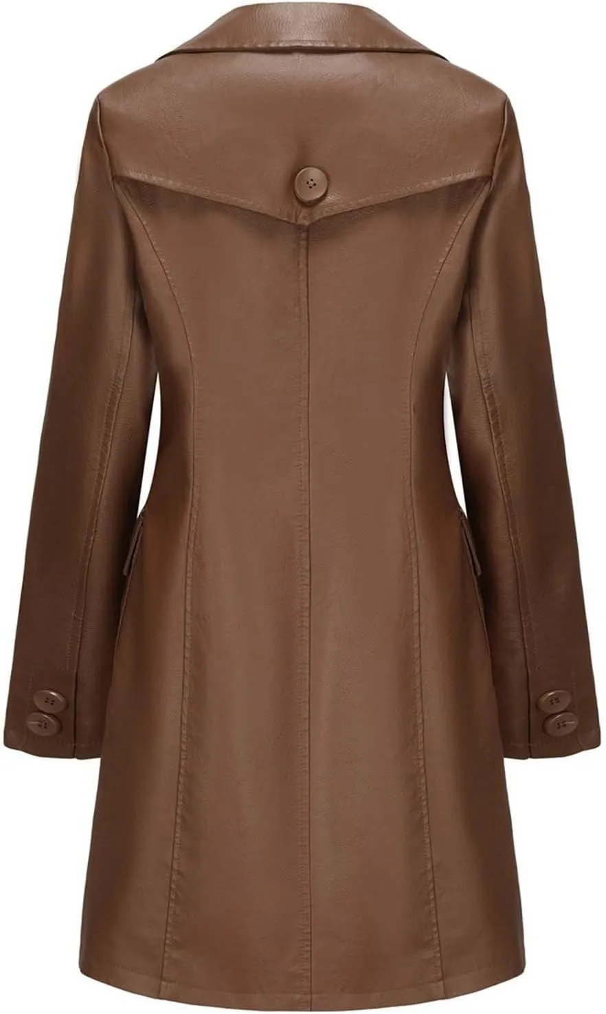 Women's Blazer Button Lapel Long Sleeve Pocket Leather Mid-Length Dressy Casual Business Comfy Stylish Work Suit