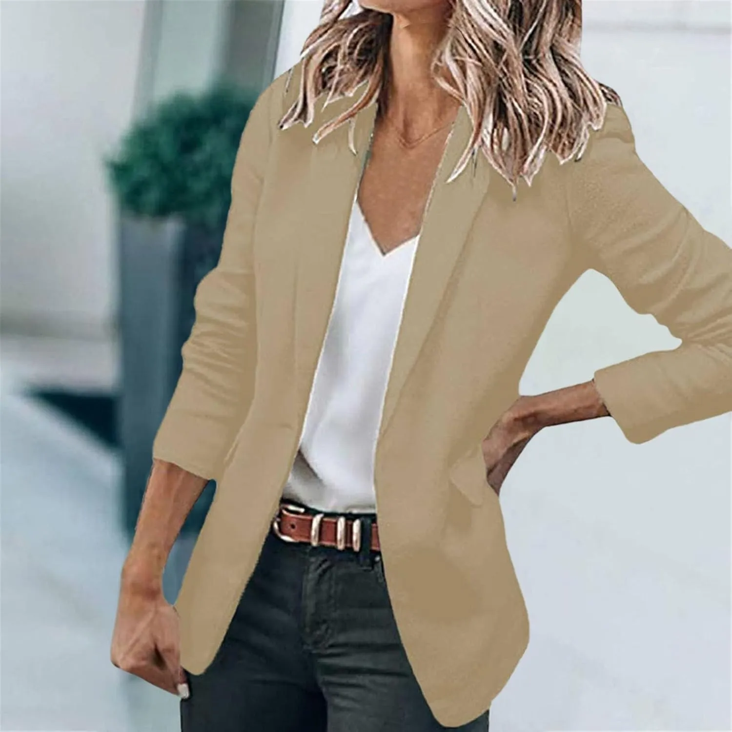 Womens Blazer Dresses Midi Length,Casual Solid Color Suit Jacket Lapel Keep Warm and Slim Blazers Casual Plus Size