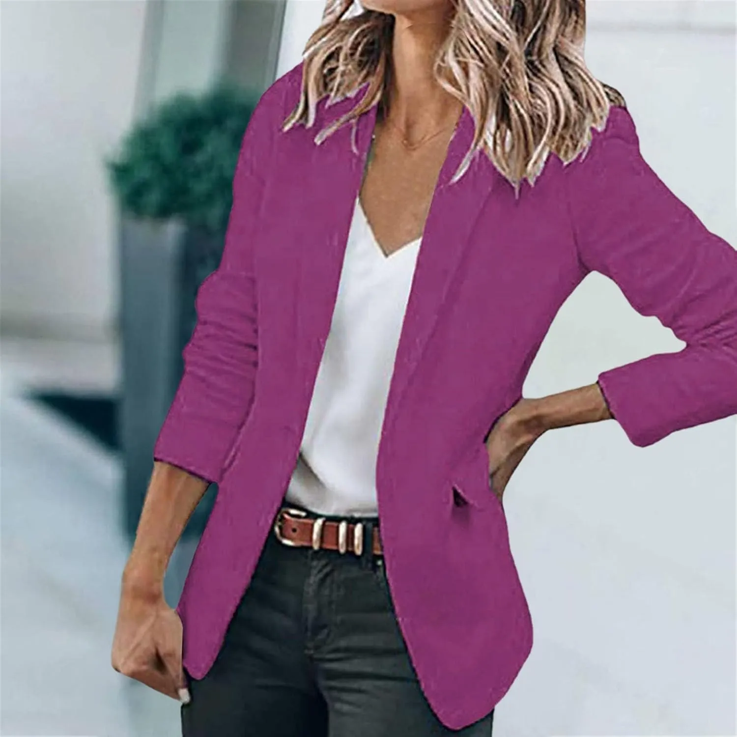 Womens Blazer Dresses Midi Length,Casual Solid Color Suit Jacket Lapel Keep Warm and Slim Blazers Casual Plus Size