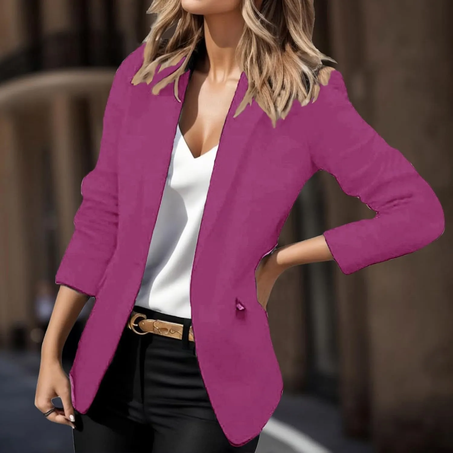 Womens Blazer Dresses Midi Length,Casual Solid Color Suit Jacket Lapel Keep Warm and Slim Blazers Casual Plus Size