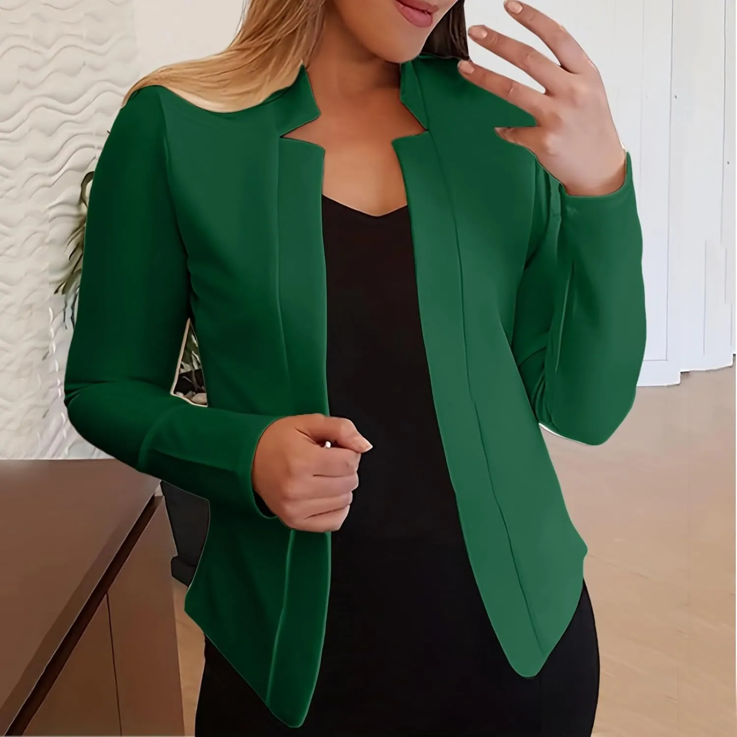 Womens Blazer Jackets 2024 Fall Fashion Open Front Cardigan Blazers Business Casual Long Sleeve Dressy Suit Work Coat